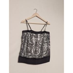 Fumblin' foe silver black sequin tank top women's size medium
